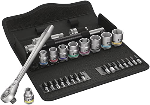 Image of Wera 05004051001 8100 SB 11 Zyklop Metal Ratchet Set with Switch Lever, 3/8" Drive, Imperial, 29 Pieces