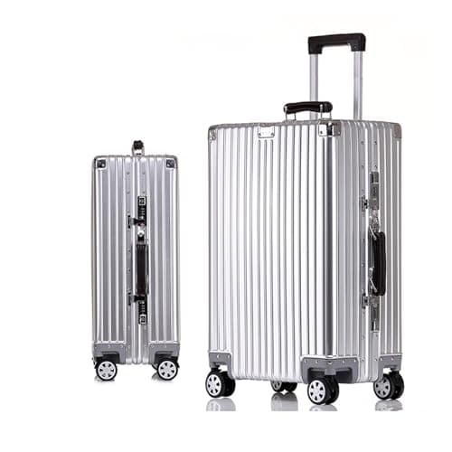 Image of GIIYOEW Aluminium Suitcase Large Silver Suitcase Cabin Suitcase Hand Luggage Suitcase with Spinner Wheels TSA Combination Lock,Silver,26in