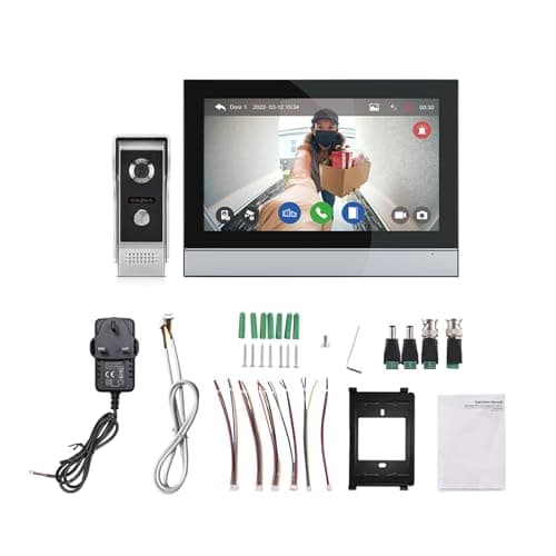 Image of Swokely 1080P Wireless Video Doorbell Camera with Monitor TY APP WiFi 7 Inch Touch Screen Video Door Phone Camera Kits Dual-Way Intercom Electronic Photo Frame Function 8 Language
