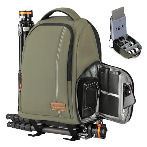 Image of TARION 15L Waterproof Camera Backpack - DSLR Camera Bag with 15.6" Laptop Compartment Side Access Waterproof Rain Cover Tripod Holder for DSLR SLR Mirroless Cameras TB04