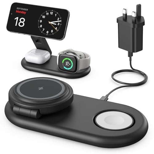 Image of 3 in 1 Wireless Charging Station for Apple,Foldable Fast Magnetic Travel Wireless Charger Dock for MagSafe Charger Stand for iPhone 17/16/15/14/13,for Apple Watch,for AirPods