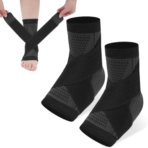 Image of ACWOO Ankle Brace, 2 Pack Ankle Support for Ligament Damage and Sprained Ankle, Achilles Tendonitis Support, Plantar Fasciitis Support Strap for Heel Pain Relief, Ankle Support Brace for Women & Men