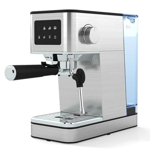 Image of COSTWAY 20Bar Espresso Coffee Machine, 1200W Compact Coffee Maker with Milk Frother, Touch Screen & 1.7 L Removable Water Tank, Stainless Steel Espresso Maker for Cappuccino, Latte, Ground Coffee