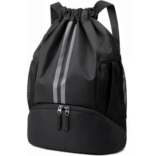 Image of Sioloc Waterproof Drawstring Backpack for Gym & Swim – Lightweight Sports Bag with Shoe Compartment, Large Capacity, Wet/Dry Pockets (Men & Women)