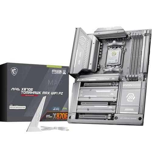 Image of MSI MAG X870E TOMAHAWK MAX WIFI PZ Motherboard, ATX - Supports AMD Ryzen 9000/8000 / 7000 Processors, AM5 - DDR5 Memory Boost 8400+ MT/s (OC), PCIe 5.0 x16, M.2 Gen5, Wi-Fi 7, 5G LAN