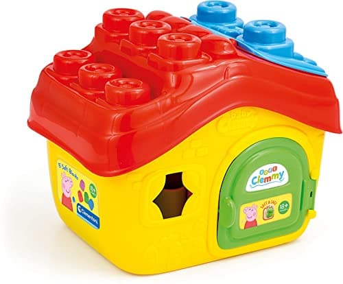 Image of Clementoni 17657 Peppa Pig Bucket House, playset Clemmy Children 10 Months-Soft Building Blocks-Washable-Made in Italy, Multicoloured