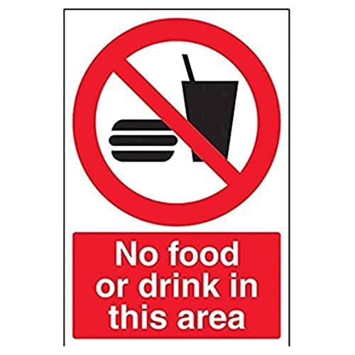 Image of V Safety No Food Drink In This Area Sign - 200mm x 300mm - Self Adhesive Vinyl