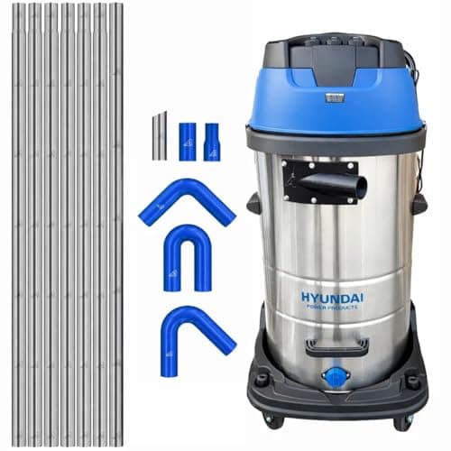 Image of Gutter Cleaning System 100L Industrial Wet & Dry Vacuum Cleaner with Blue 25ft (7.5m) Long Reach Gutter Pole Kit 3000W Triple Motor