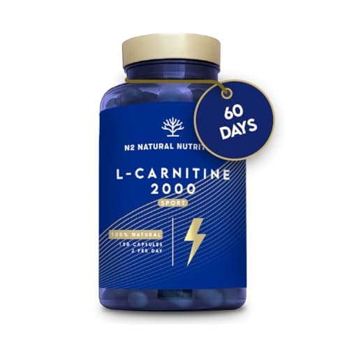 Image of Natural L CARNITINE 2000 mg Tablets. 120 Capsules 2 Months. High Concentration Energy Pills. Improves Sports Performance, Muscle Recovery. CE Manufactured. N2 Natural Nutrition