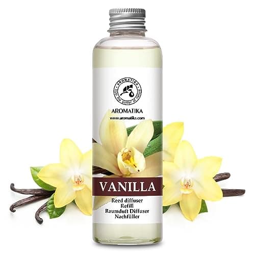 Image of Diffuser Refill Vanilla 200ml - Fresh & Long Lasting Fragrance - Aroma Refills for Reed Diffusers with Sticks - Calming Scent for Aromatherapy - SPA - Home - Living Room - Office - Fitness Club