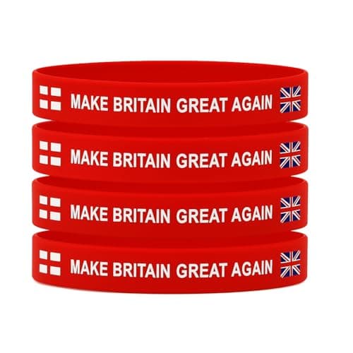 Image of TWICK – MAKE BRITAIN GREAT AGAIN Wristband 4-Pack, Patriotic St. George & Union Jack UK Flag, Silicone Bracelets, Felxible, Comfortable & Durable, British Pride