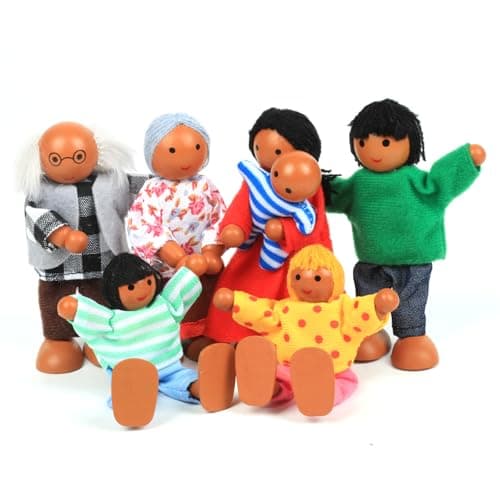 Image of Lifreer Dolls House People, Wooden Dolls House Figures Sets of 7 People, Dolls House Accessories, Doll for Doll House Furniture Sets Pretend Gift