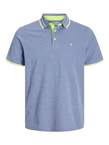 Image of JACK & JONES Mens Paulos Tipped Pique Polo Shirt Bright Cobalt M