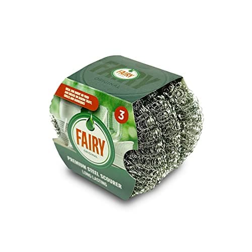 Image of Addis Fairy Original Premium Steel Wool Pot & pan Scourers, Pack of 3, Steel,Stainless Steel,518944