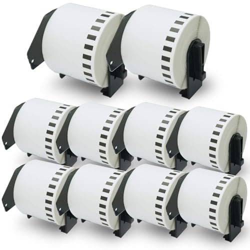 Image of BETCKEY - 10 Rolls DK-22205 Labels, 62mm x 30.48m, 10 Continuous Length Paper Labels Compatible with Brother QL Label Printers