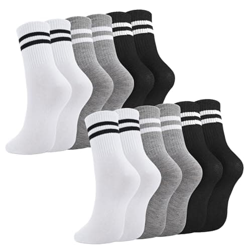 Image of Zuimei 6 Pairs Ladies Socks Sports Gym Leisure Crop Socks, Breathable Stripes Sock Women Ankle Cotton Liners Sock Multipack for Women Girls