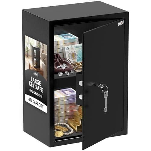 Image of ZENO Large Office Safe 45L | Fireproof Office & Home Safe | Keys + Shelf For Extra Storage | Perfect for Home Office Hotel Business Jewellery Gun Cash Use Storage