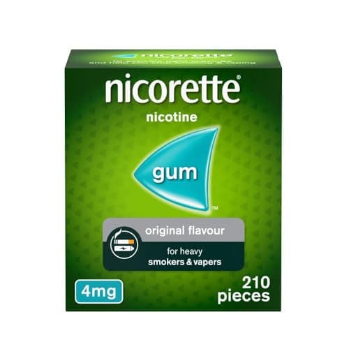 Image of Nicorette 4mg Gum Original Flavour (210 Pieces), Discreet Stop Smoking and Stop Vaping Aid to Help you Quit For Good, Tackle Cravings and Withdrawal Symptoms, Nicotine Gum (Quit Smoking or Vaping)