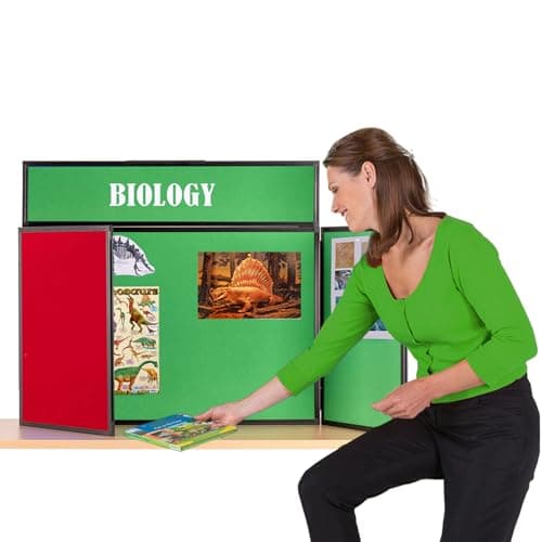 Image of Desk Top Exhibition Display Panel Kit with a Clip on Header | Double-Sided Cherry Red/Quince Green with Black PVC Frame | (Landscape) - Great for Office, Healthcare & School