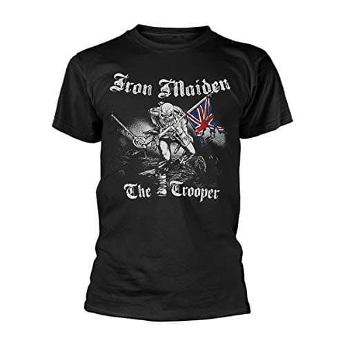 Image of Iron Maiden Men's Sketched Trooper Regular Fit Round Collar Short Sleeve T-Shirt, Black, Medium