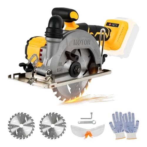 Image of Cordless Circular Saw for Dewalt 18V 20V, 6200RPM Brushless Circular Saw with 2 150MM Blades, Cutting Depth & Angle 50mm(90°)-33mm(45°) for Wood Soft Metal Plastic (No Battery) (for Dewalt, 150MM)
