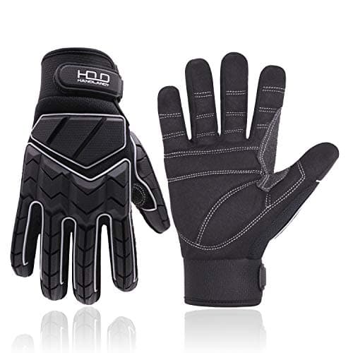 Image of HANDLANDY Anti Vibration Gloves, SBR Padding, TPR Protector Impact Gloves, Men Mechanic Work Gloves (Large, Black)