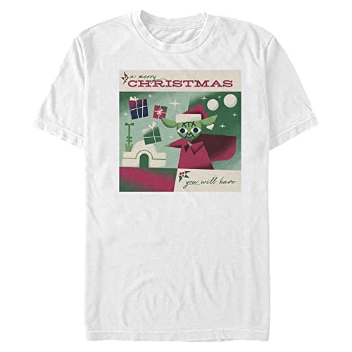 Image of Star Wars Men's Merry Yoda Xmas T-Shirt, White, XL Big Tall