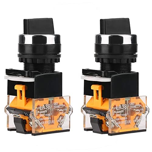 Image of WANGCL 2PCS Rotary Switch, 22mm Round Select Knob Waterproof Rotary Selector Switch 2 Positions NC + NO Self-Locking