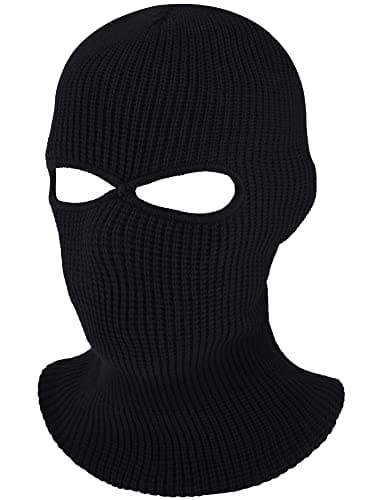 Image of Geyoga 2 Hole Knitted Ski Mask Full Face Cover Warm Balaclava Knitted Winter Face Mask for Outdoor Sports(Black,Adult Size)