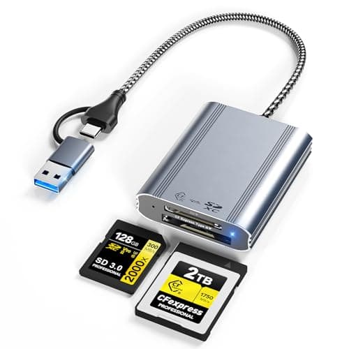 Image of USB 3.2 10Gbps CFexpress Type B & SD Card Reader Dual Slot Card Reader - USB-C + USB-A CFe Type B & SD Memory Card Reader Adapter for Windows/Mac/Android - Ideal for Photographers and Videographer