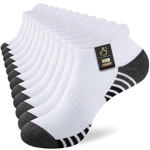 Image of SockWaddles Running Socks Cushioned Ankle Trainer Socks for Men Women Cotton Low Cut Breathable Athletic Sports Socks (6 Pairs) White 9-12