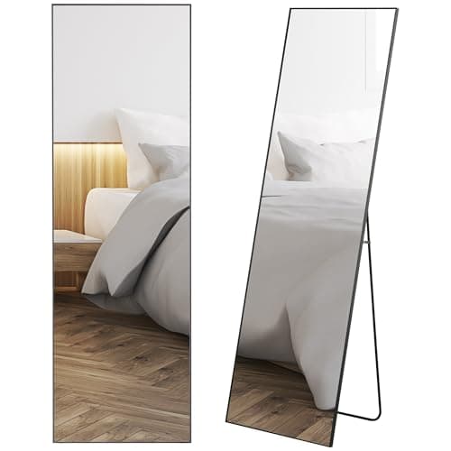 Image of HOMCOM Full Length Dressing Mirror, Floor Standing or Wall Hanging, Aluminium Alloy Framed Full Body Mirror for Bedroom, Living Room, 50 x 161.5cm, Black