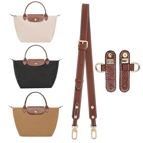 Image of LOUKAYCCI Upgraded Leather Shoulder Strap for Longchamp Le Pliage S/M/L Bag Strap Kit Handbags Crossbody Adjustable Shoulder Strap (Brown)