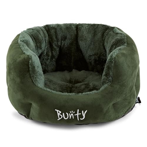 Image of Bunty Polar Dog Bed & Cat Bed, Small | Cosy Fluffy Fleece Calming Dog Bed | High Wall Snuggle Anti Anxiety | Washable Bed & Cushion for Puppy, Small to Large Pets - Green