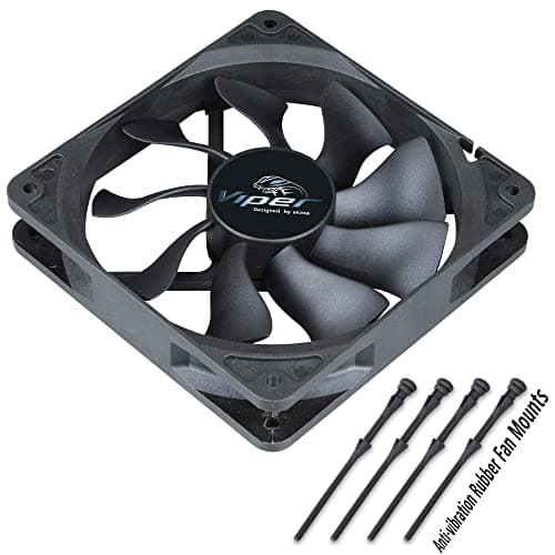 Image of Akasa 120mm Viper Black Fan, PWM Case Fan, HDB Long Lifespan Bearing, Anti-Vibration Rubber Mounts Included, High Airflow S-FLOW Fan for Heatsink, CPU cooling and Ventilation, AK-FN065
