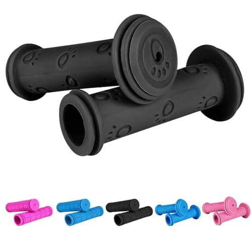 Image of URAQT Bike Handlebar Grips, Soft Cute Paw Print Kid's Handlebars, Mountain Grips Rubber, Scooter Handle Universal Bicycle (Black), (U7-ZXCBSZKHS230407-FBA)