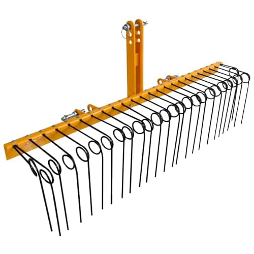Image of 152cm Pine Straw Rake for Tractor, Heavy Duty 3 Point Landscape Rake with 26 Spring Steel Tines, Tow Behind Dethatcher for Pine Needles Leaves Debris, Cat 0/1 Hitch