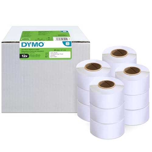 Image of DYMO Authentic LabelWriter Address Labels | 28mm x 89mm | 12 Rolls of 130 Easy-Peel Labels (1,560 Count) | Self-Adhesive | for LabelWriter Label Makers