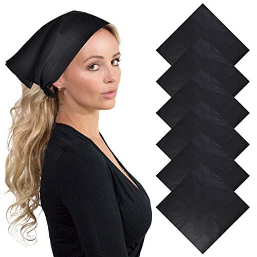 Image of Basic Sense Unisex Men Woman Plain Solid Colour 100% Cotton Bandana Head Neck Wrist Handwrap, Wristband, Scarf, 55 x 55cm (22” x 22”) (6PCS Black)