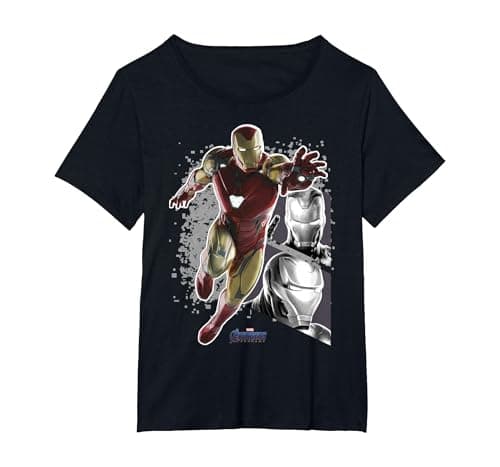 Image of Marvel Avengers Endgame Iron Man Panel Pose Graphic Tee T-Shirt, Women's Plus, Black, 6X