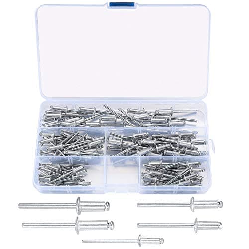 Image of 120 Pcs Pop Rivets Assortment, Assorted Flange Aluminium Blinds Rivets with Storage Box, 3.2mm, 4mm, 5mm Head Rivets for Metal, Wood, Plastic