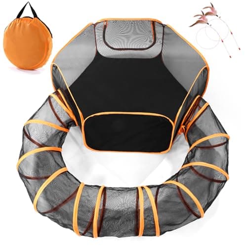 Image of Odoland Large Pet Tunnel Cat, Foldable Small Animal Playpen Outdoor Cat Enclosure Tunnel Protable Dog Playpens Indoors for Hamster, Guinea Pig, Rabbit
