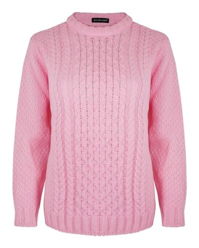 Image of Generation Fashion New Unsex Kids Girls Boys Knitted Long Sleeve Jumper Cable Knit Sweater Pullover Top Size 3 Years to 13 Years[Pink, 11-12YEAR]