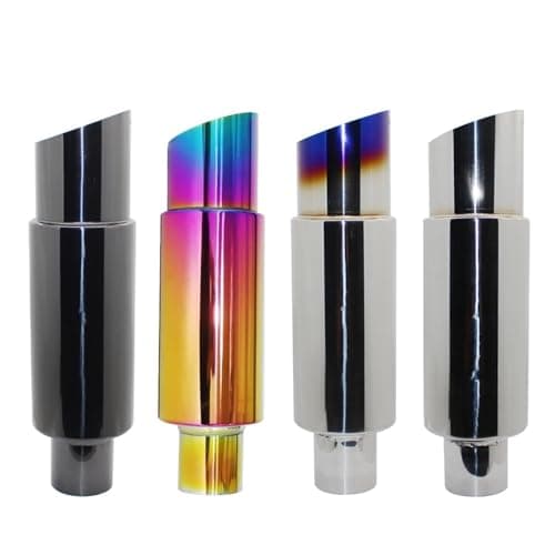 Image of Silencer Car Motorcycle Exhaust Pipe Muffler Tail Universal Stainless Steel 51 57 63MM System End Bevel TailthroatTube(002 Titanium 63mm)