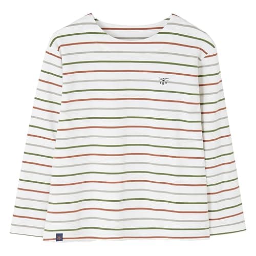 Image of LightHouse Women's Causeway Breton Top - Ladies Long-Sleeved Cotton Stretch Tee - Sea Kelp Rust Stripe - 18