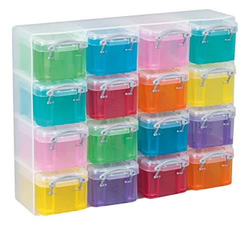 Image of Really Useful Box 16x0.14 Litre Plastic Storage Box Organiser Clear & Assorted