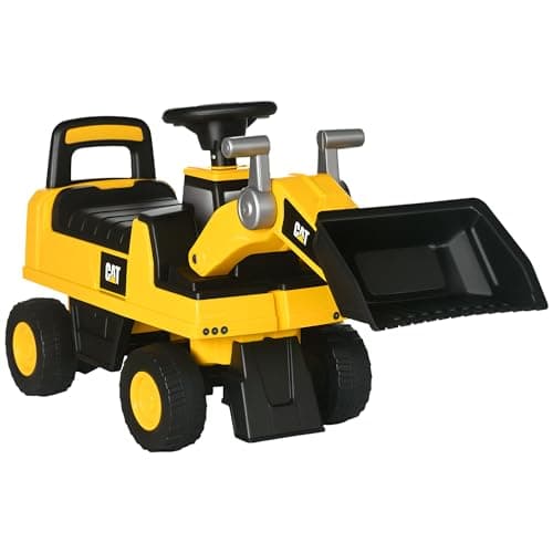 Image of HOMCOM Ride on Tractor, CAT Licensed Kids Ride On Digger Excavator, Construction Toy Car with Adjustable Bucket, Horn, for Ages 1.5-3 Years
