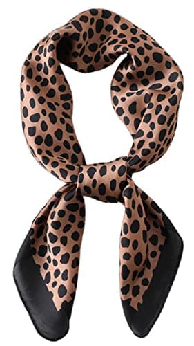 Image of FAIRYGATE Leopard Print Scarf Chiffon Scarfs for Women Lightweight Soft Sheer Square Ladies Scarves Head Wrap for All Season A2814