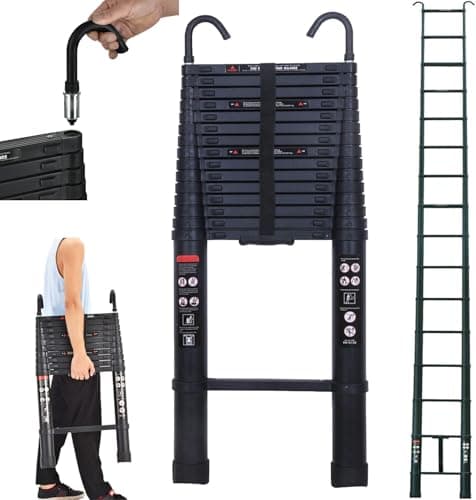 Image of 20FT Tall Telescoping Ladder Extension 6m Collapsible Ladders Aluminum with 2x Hooks