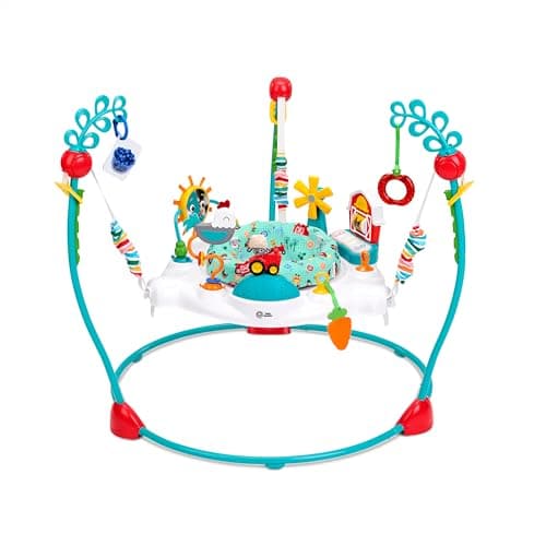 Image of Baby Einstein Farm Explorers Jump & Learn Barnyard 2-in-1 Jumperoo with Interactive Toys, Music, Lights, & Sounds, Ages 6-12 Months